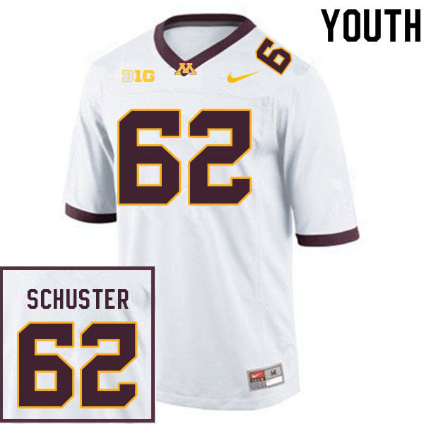 Youth #62 Jacob Schuster Minnesota Golden Gophers College Football Jerseys Sale-White - Click Image to Close